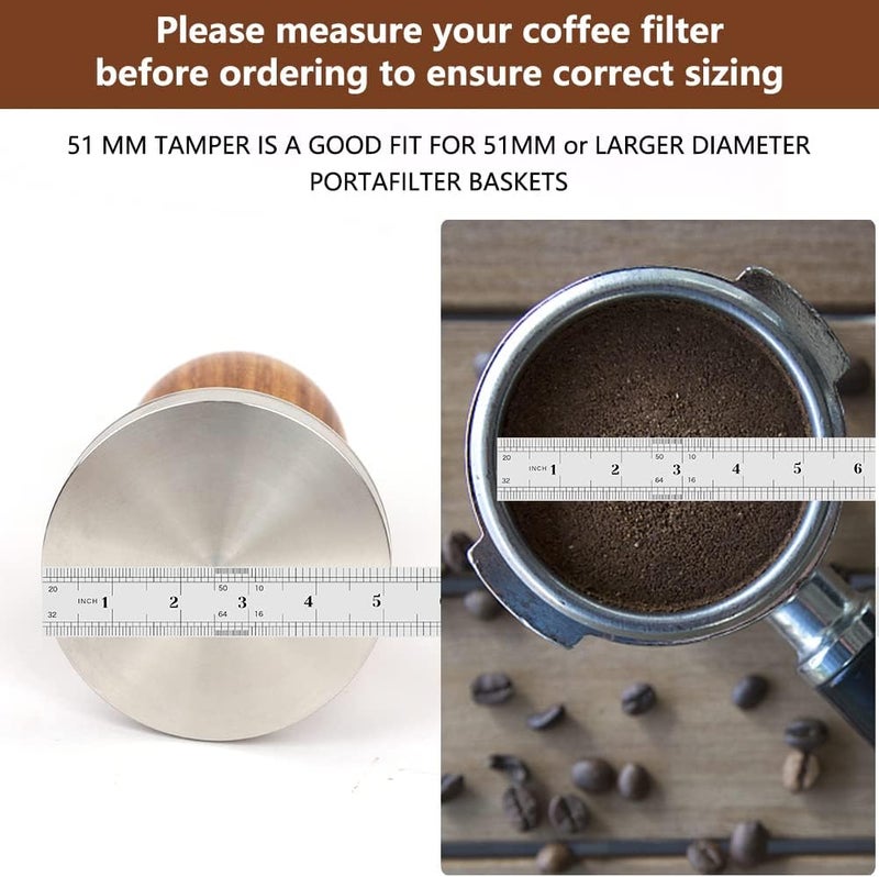Y-Step 22 PCS Coffee Tamper Set, Espresso Accessories Kit Barista Kit, with Espresso Tamper 51mm, Frothing Pitcher, Tamper Mat, Latte Art Pen, Coffee Stirrer, Sandalwood Tamper for Espresso Machine - Image 4